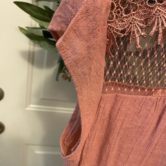 Pretty Lace Panel Top Blouse Shirt SS M - Picture 5 of 9